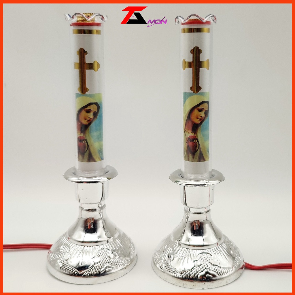Giá cho 2 cây đèn nến thiên chúa, đèn trưng bàn thờ, gia tiên cực đẹp trang trí tủ thờ
