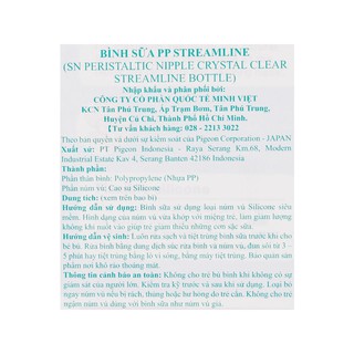 Bình sữa cổ hẹp Pigeon PP Streamline 150ml