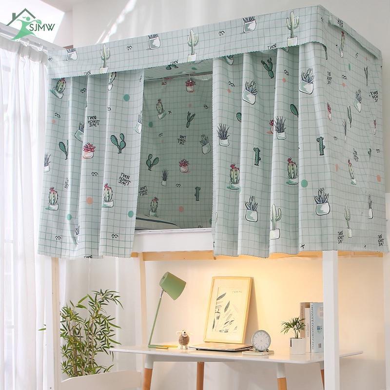 Rèm Vải Che Giường Ngủ Kí Túc Xá 4/4.5 inch Kèm Dây Buộc In Họa Tiết Dễ Thương
