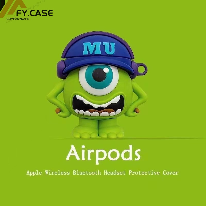 Vỏ Bảo Vệ Hộp Sạc Tai Nghe Bluetooth Không Dây AirPods 1 2 3 Pro Bằng Silicon Mềm Chống Sốc Hình Quái Vật Mắt To