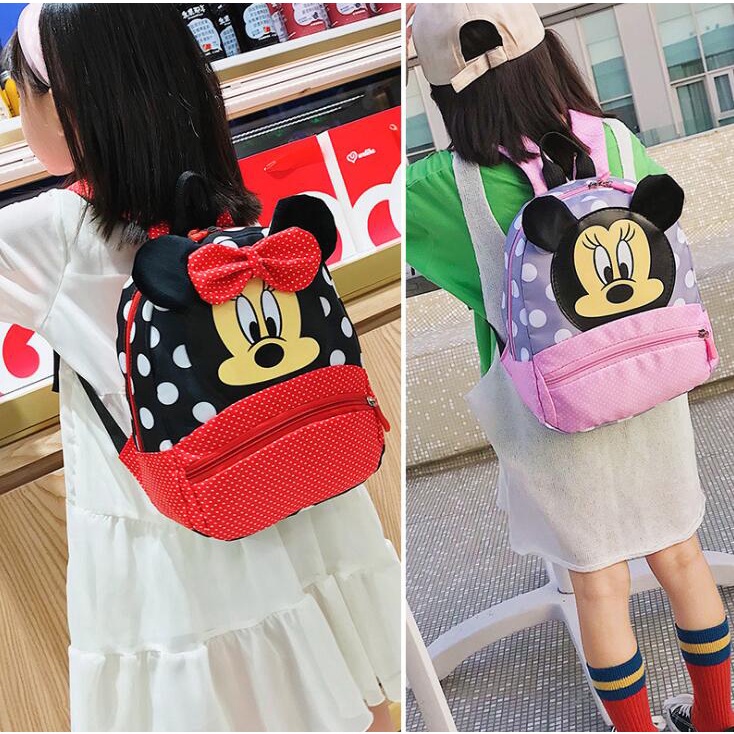 DISNEY Ba Lô Đi Học Họa Tiết Chuột Mickey/Minnie Xinh Xắn Dành Cho Bé