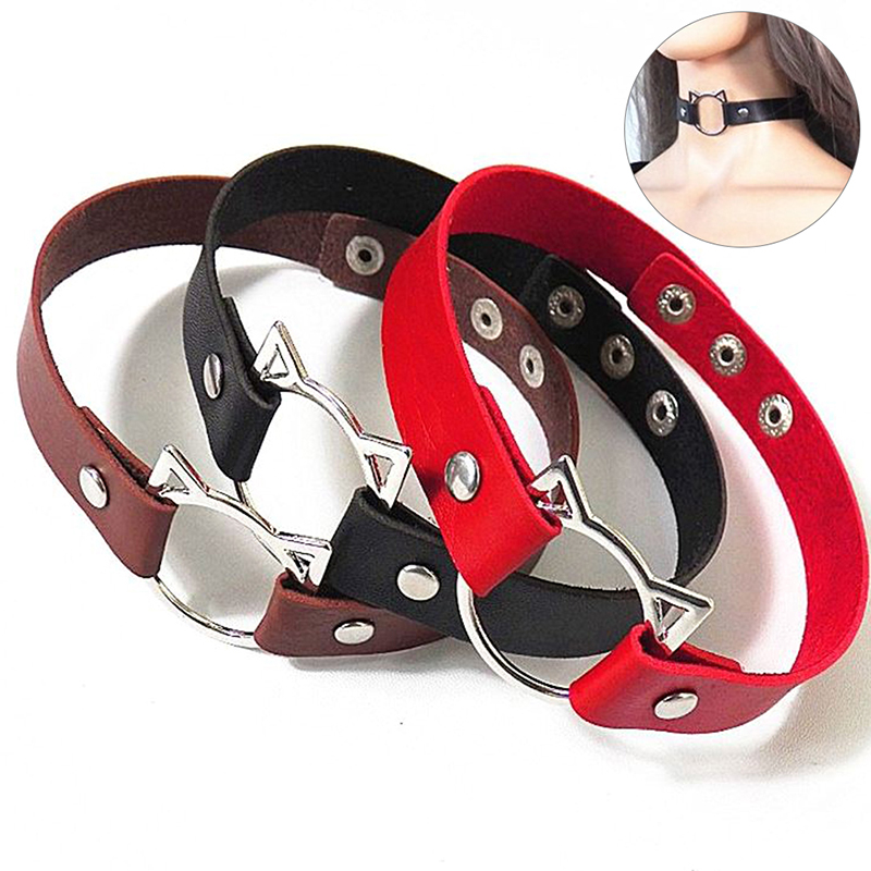 Vòng Cổ Choker Mặt Hình Mèo Khoét Rỗng Có Thể Điều Chỉnh Thời Trang Quyến Rũ Cho Nữ
