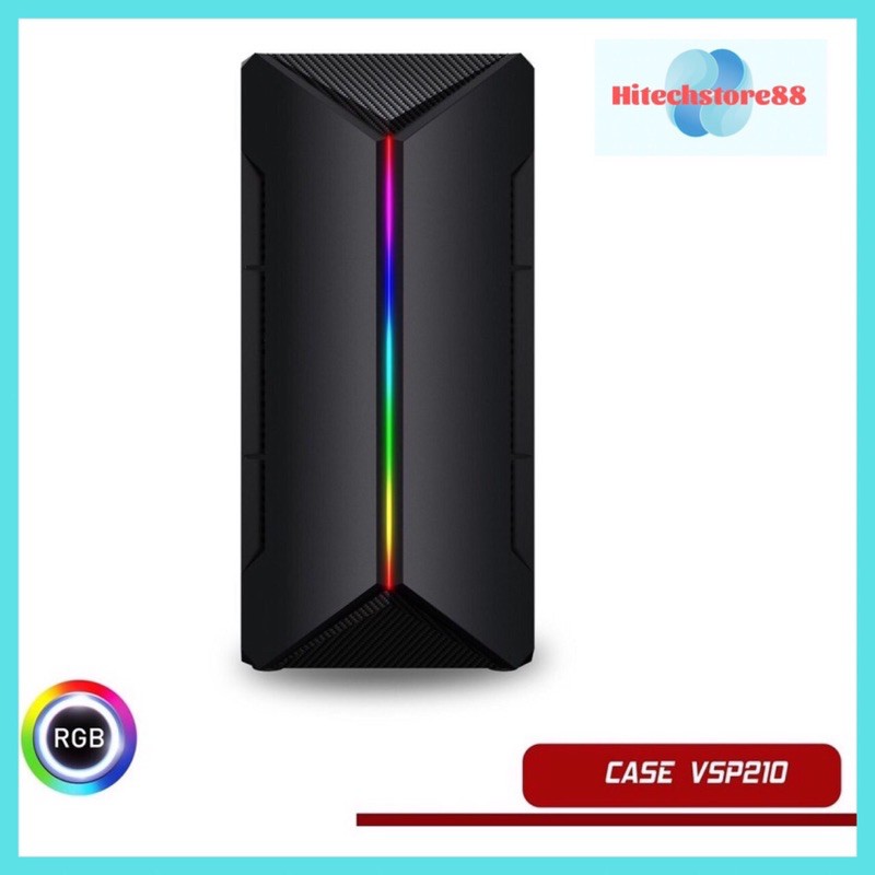 ✔️ Case VSP V210 Nắp hông trong suốt được Trang bị sẵn LED RGB các cổng kết nối USB 3.0 và HD Audio