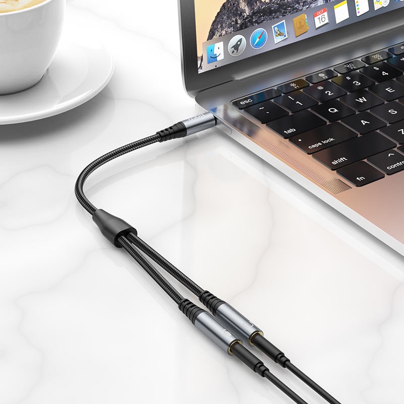 Cáp Chia 3.5mm Sang Audio &amp; Mic Hoco UPA21 - Support Âm Thanh Hifi - 3.5 Audio Male to 2 Female - Hai đầu 3.5mm cái
