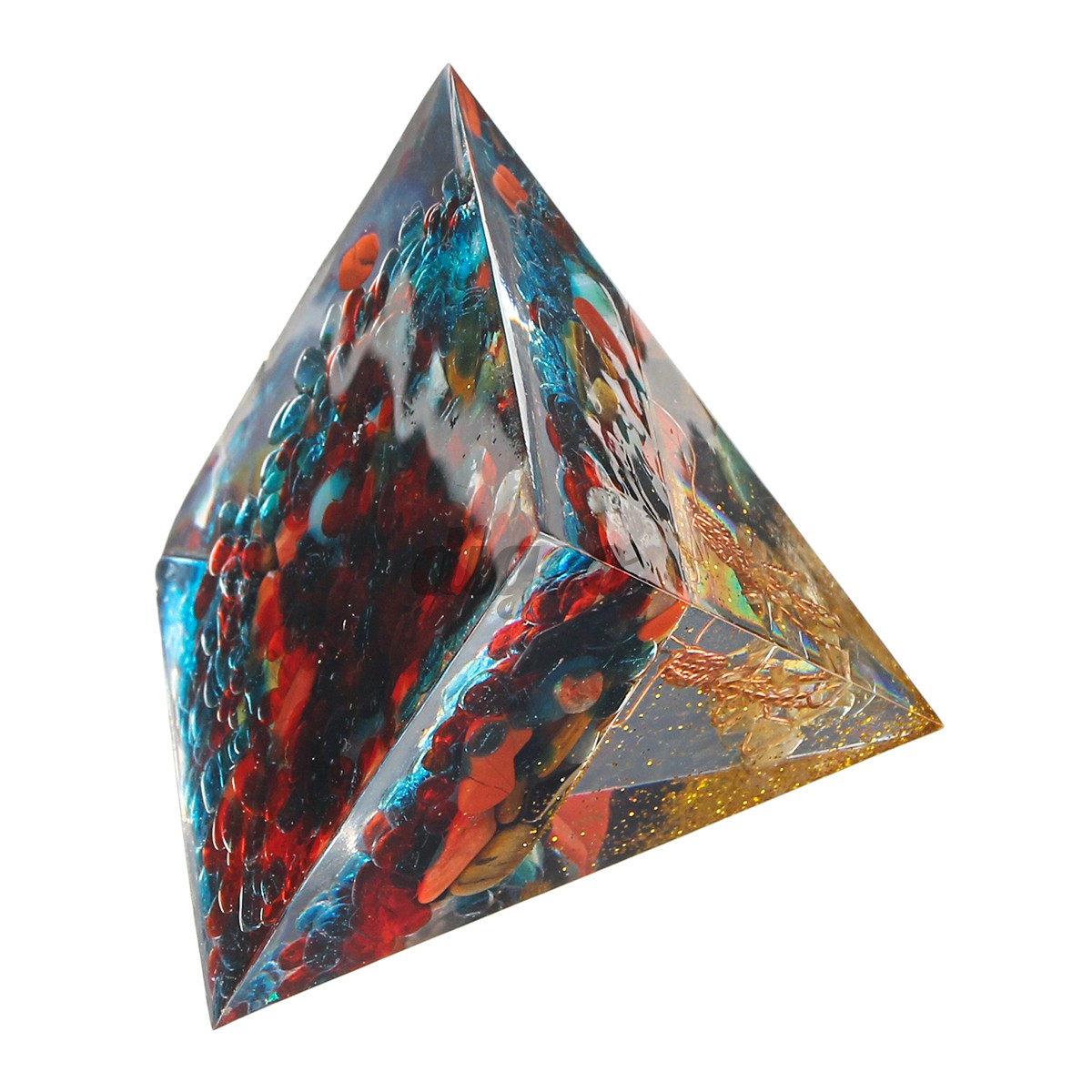 Orgonite Pyramid  Energy Chakra Multiplier  Reiki Orgone Energy Peridot And rainbow fluorite healing