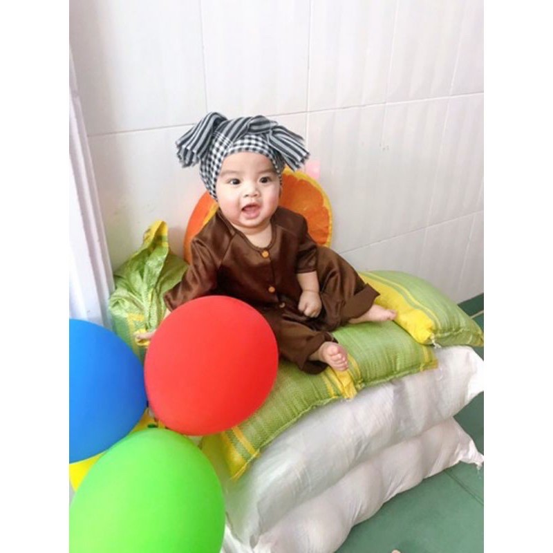Bộ bà ba nâu cho bé Trai và bé gái  chất lụa