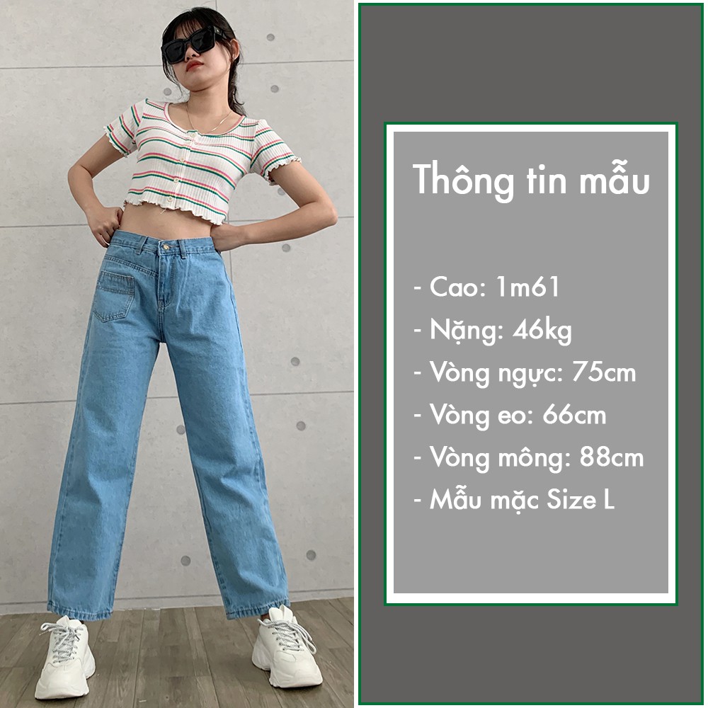 Quần jean nữ 9 tấc ngố kiểu baggy suông ống rộng đẹp AH1501-6F6