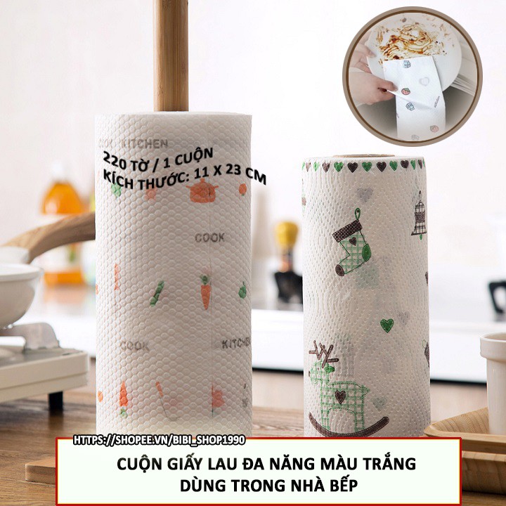 Cuộn giấy lau chùi đồ dùng phòng bếp đa năng màu trắng có thể giặt được - Cuộn lau tay có thể tái sử dụng