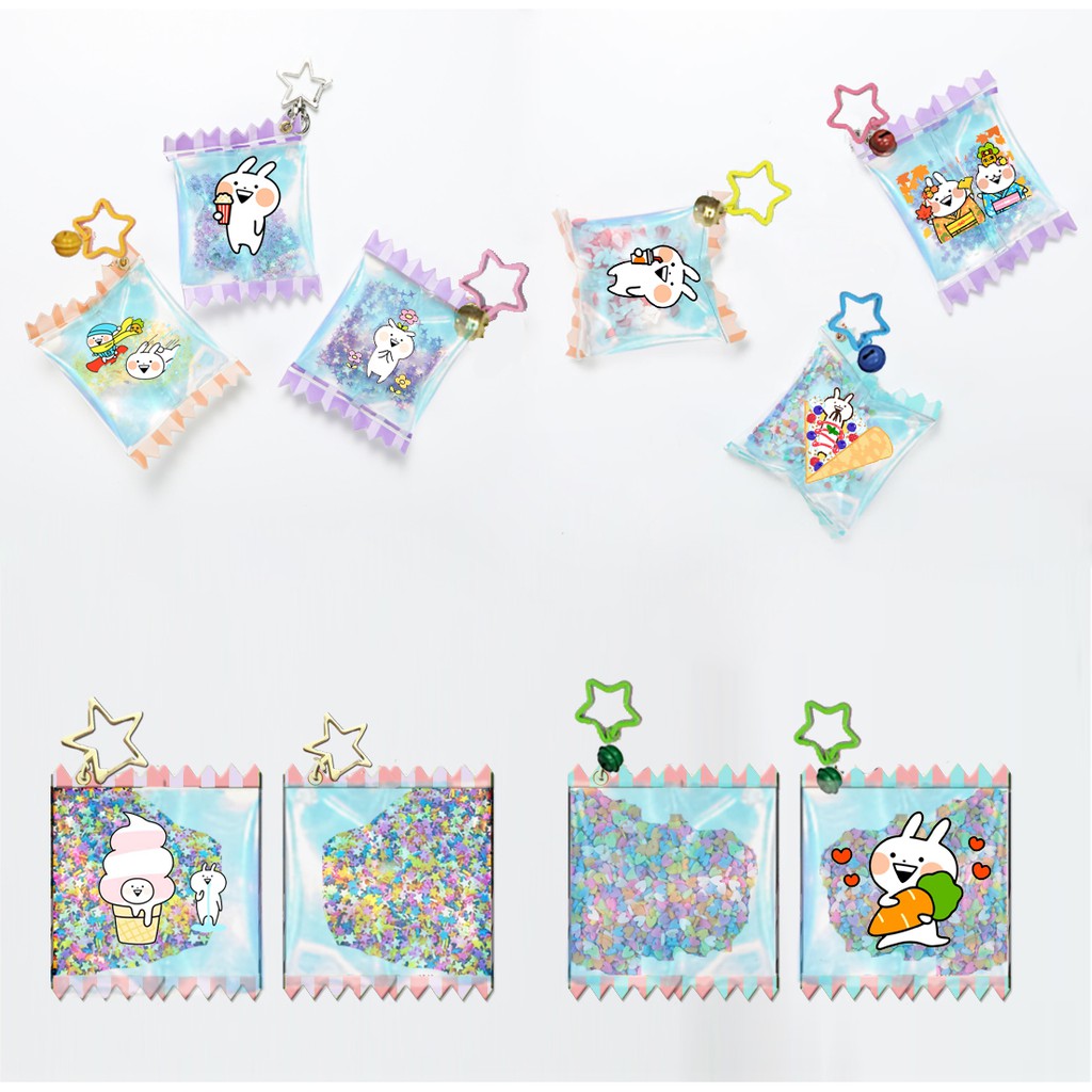 Móc khoá kẹo usagyuuun MKCS4 charm shaker molang pusheen gấu brown tonton khủng long hoàng đế mèo ba anh em gấu