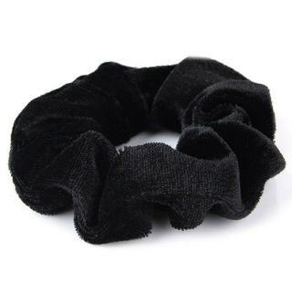 Combo 12 dây Cột tóc vải nhung trơn màu đen (cỡ 6cm và 8cm)