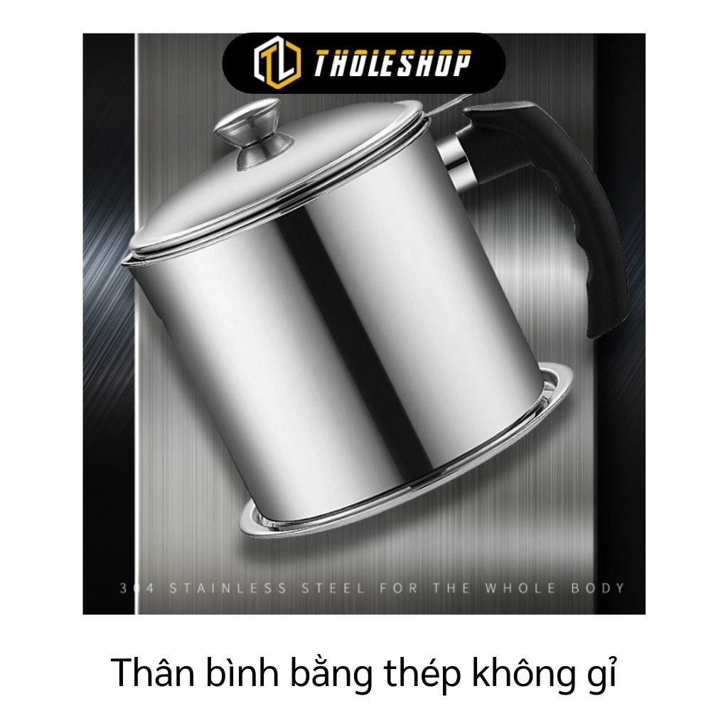 Ca lọc cặn dầu bằng thép XẢ TỒN Bình Lọc Dầu 304 Bằng Thép Không Gỉ 14.5x12.5x15cm 9582 Dụng cụ nhà bếp