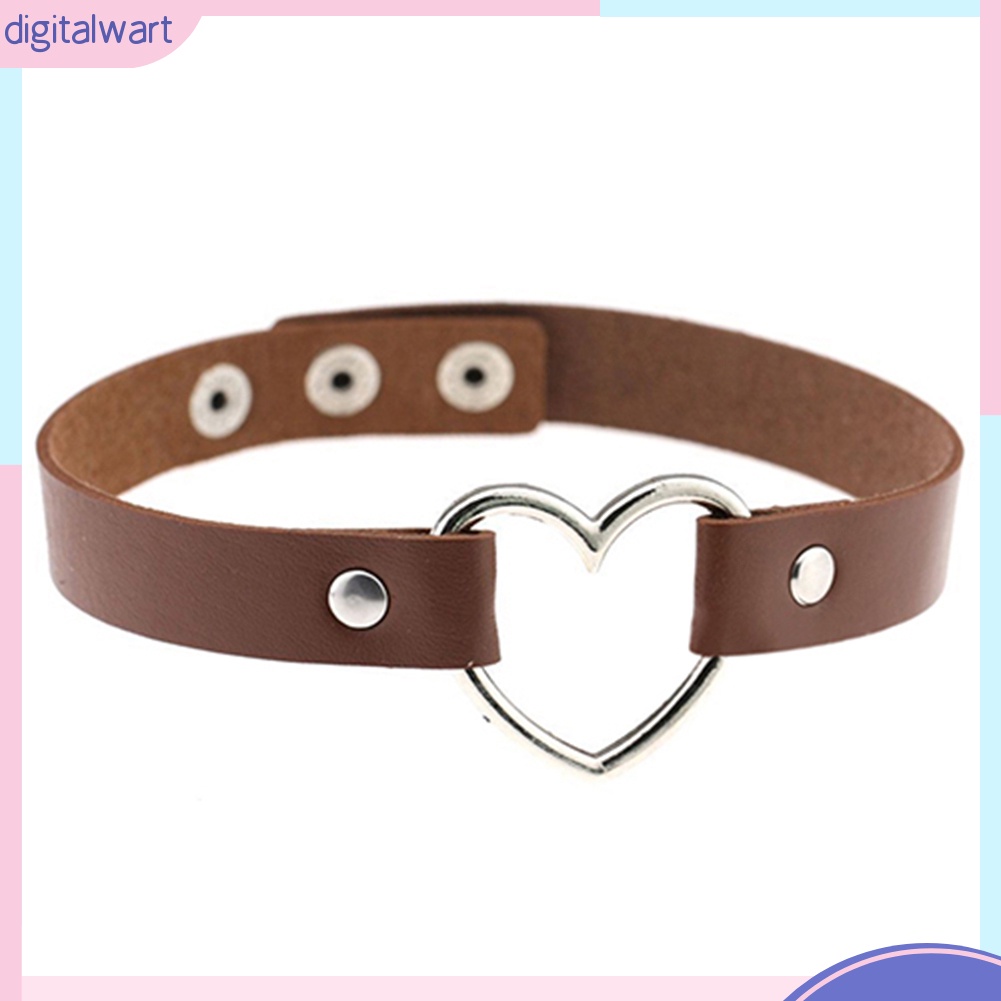 Vòng cổ choker da nhân tạo mặt trái tim kim loại phong cách Gothic trẻ trung cá tính dành cho nữ
