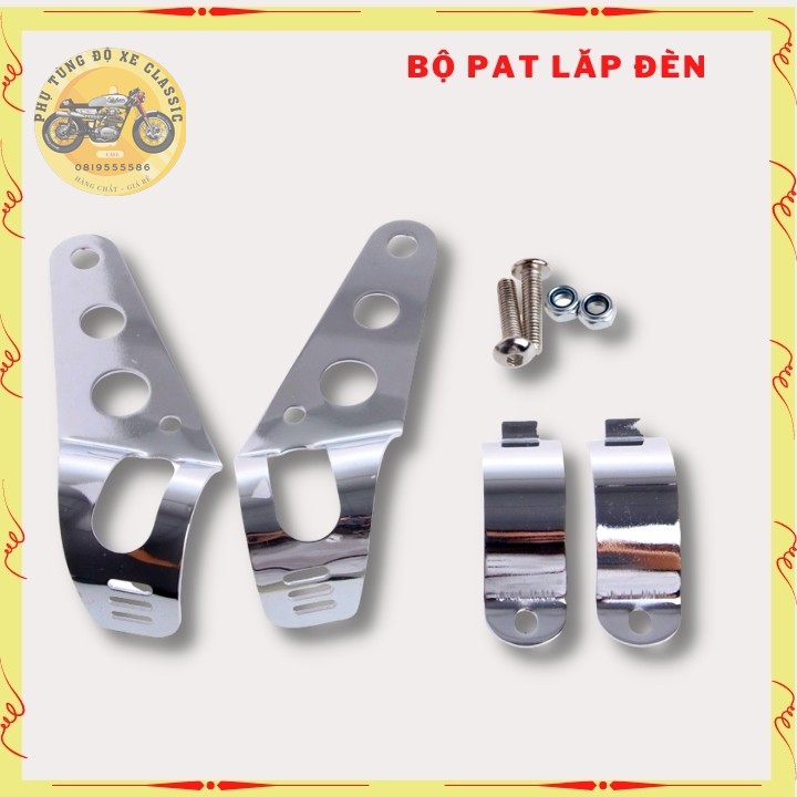 Đèn pha xe máy kiểu dáng LA mạ inox 2 lớp dày có dường kính 18cm để độ xe cafe racer , tracker