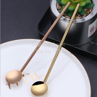 Ống Hút Muỗng Đầu Tròn Nhiều Màu (Tặng Kèm Cọ Rửa)