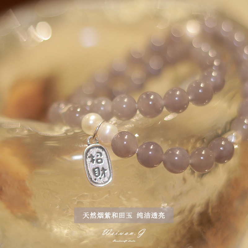 [Hàng Mới] Vòng Tay Hạt Tròn Hai Lớp Màu Xám Khói Tươi Trẻ Dành Cho Nữ