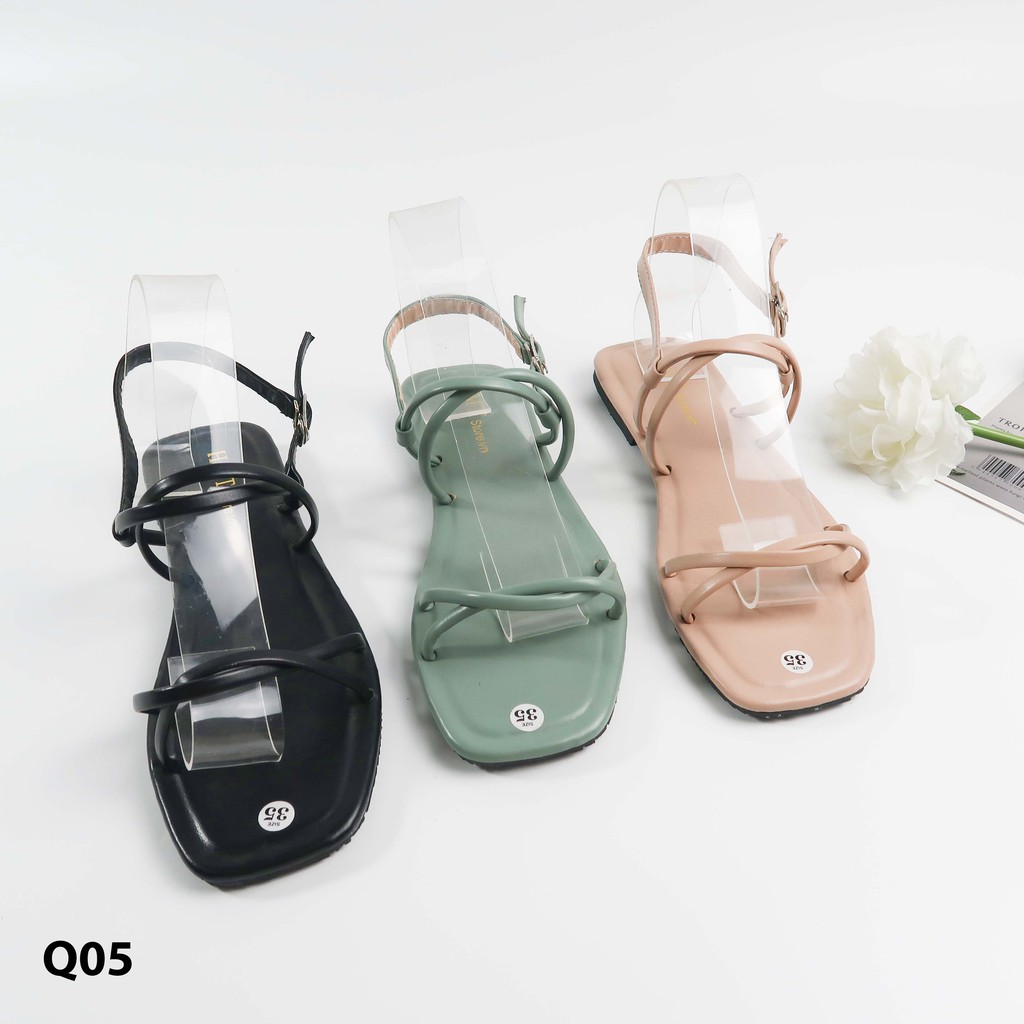 Sandal đan dây xoắn điệu đà HMTSHOES Q05