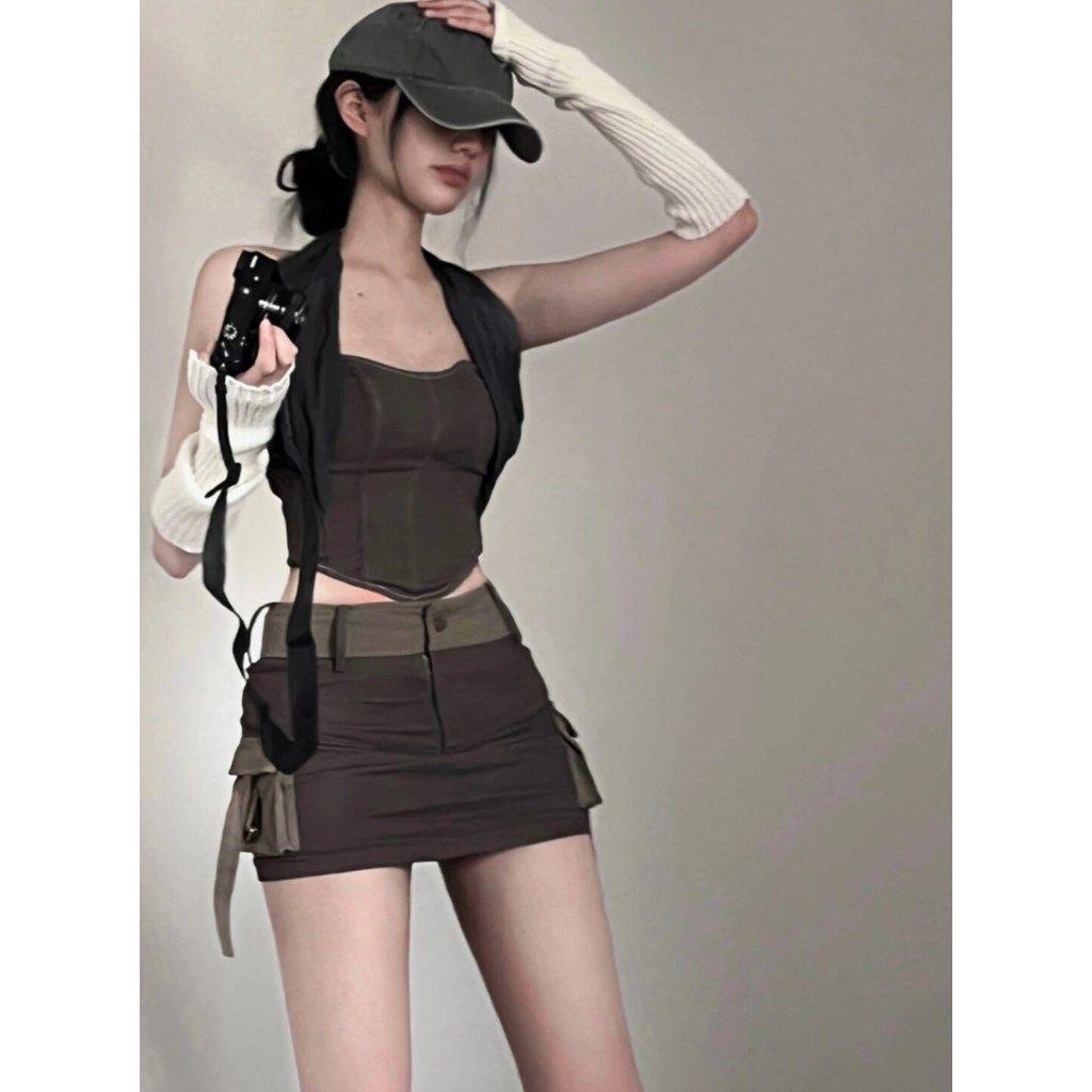 Niche Set Áo Không Tay Chéo Nhiều Cách Mặc Gợi Cảm Phong Cách Mới Mùa Hè Nóng Bỏng Cho Nữ