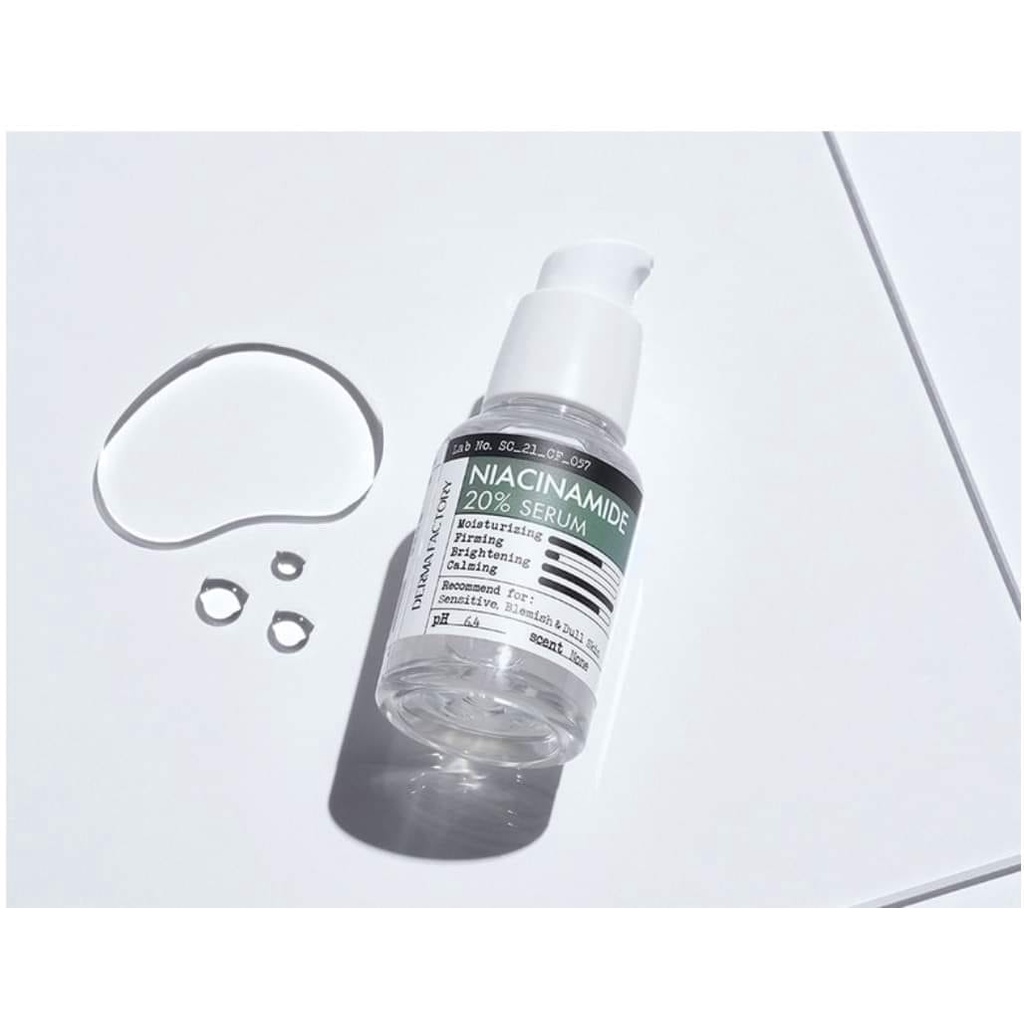 Tinh Chất se khít lỗ chân lông Niacinamide 20% DERMA FACTORY 30ml