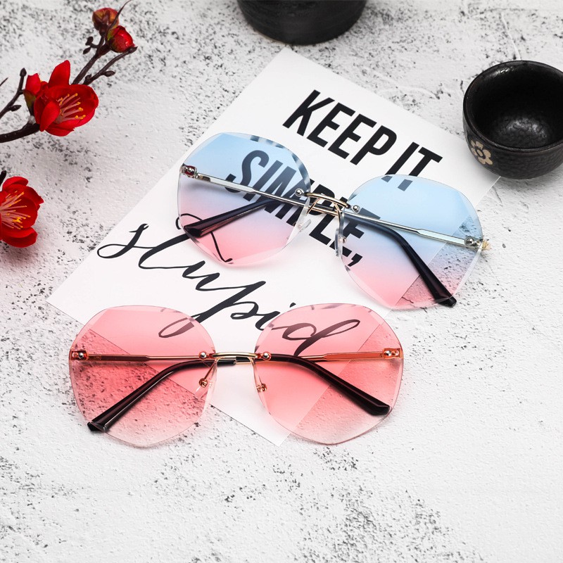 Kính mát LUSEEN AG1111 kim loại không gọng phối màu gradient chống UV400