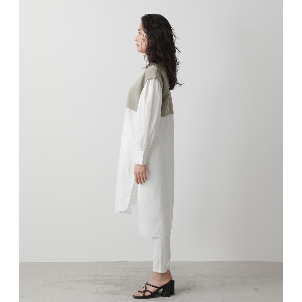 Áo đầm sơ mi dáng dài tay xẻ tà phối vest Azul by Moussy 250ESZ30-370C