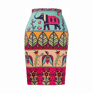 Chân váy bút chì plus size s-4xl họa tiết con voi phong cách retro