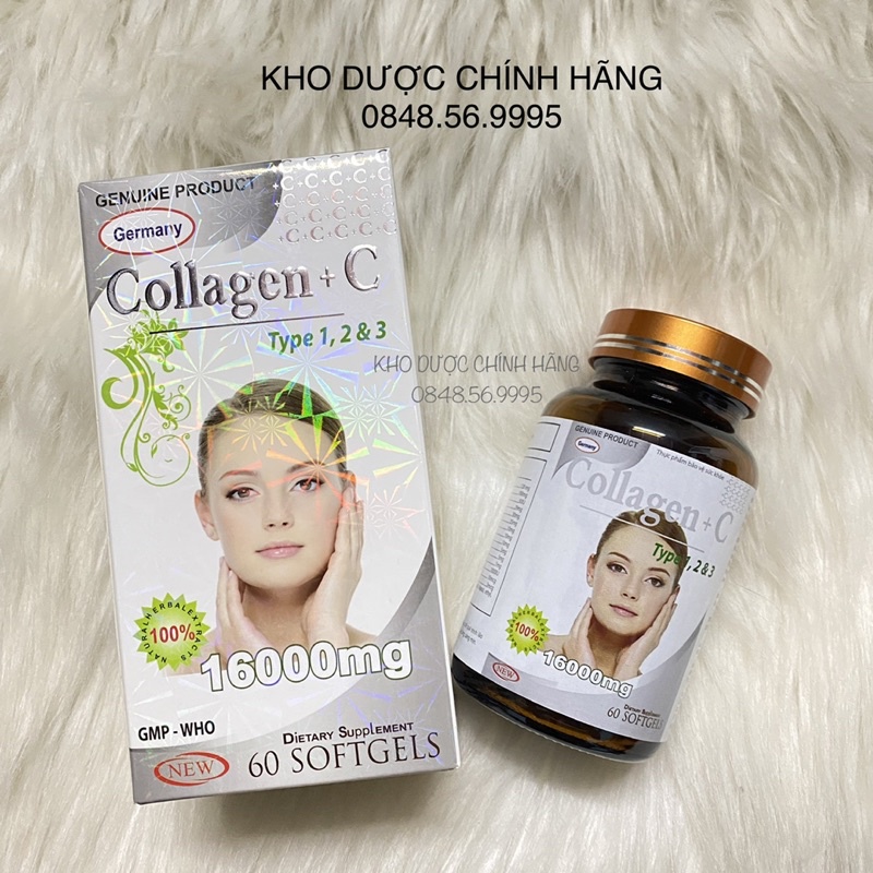 Viên uống đẹp da Collagen + C Type 123 16000mg bổ sung collagen, vitamin e giúp chống lão hóa, cải thiện nếp nhăn (60v)