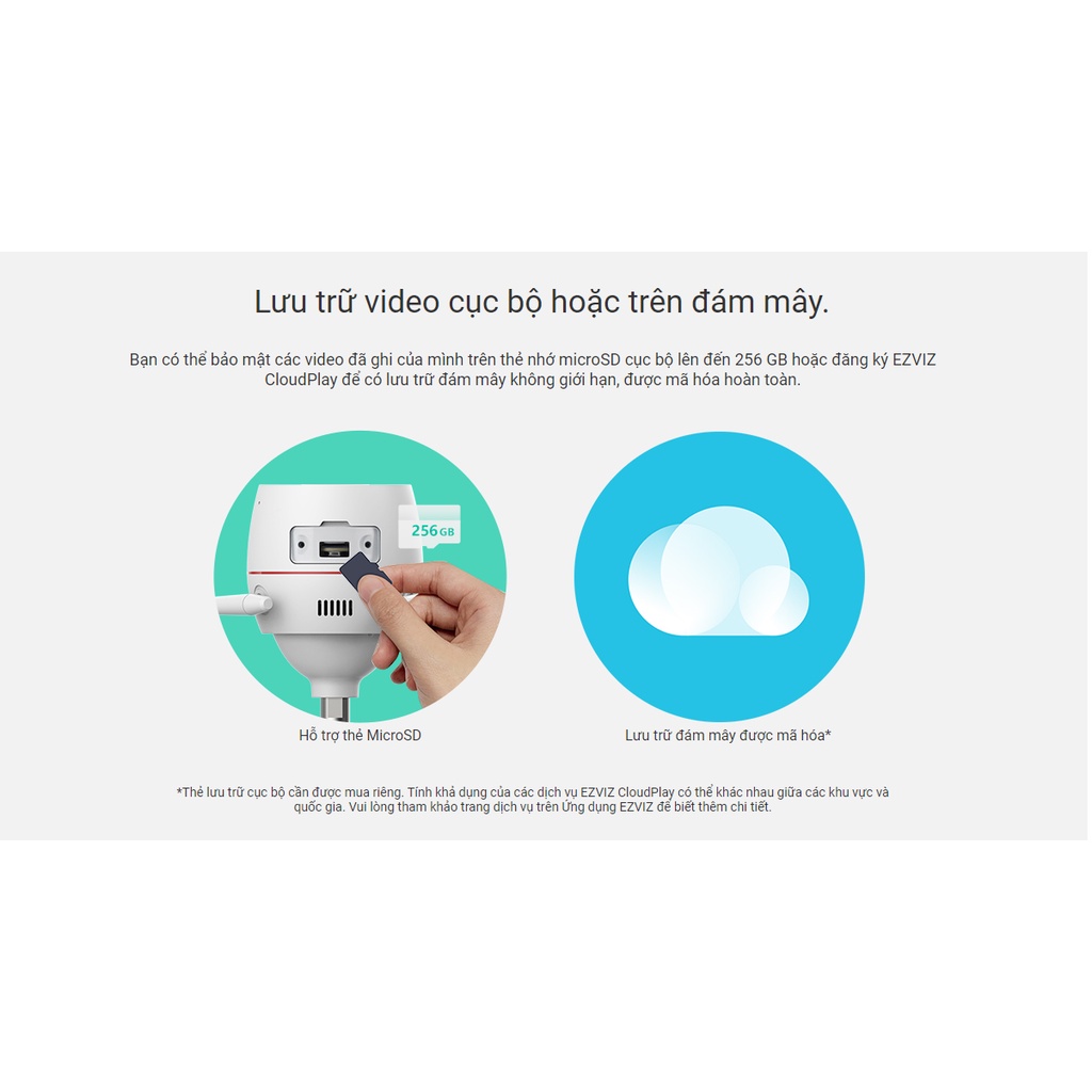 Camera wifi ezviz c3tn out pro 3M 2k Quad HD ban đêm có màu báo động còi hú ghi âm