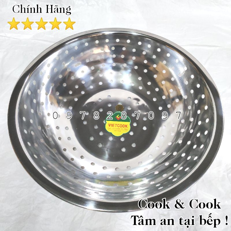 Combo bộ 3 Thau Rổ Rá inox cao cấp size 40 cm Vietcook