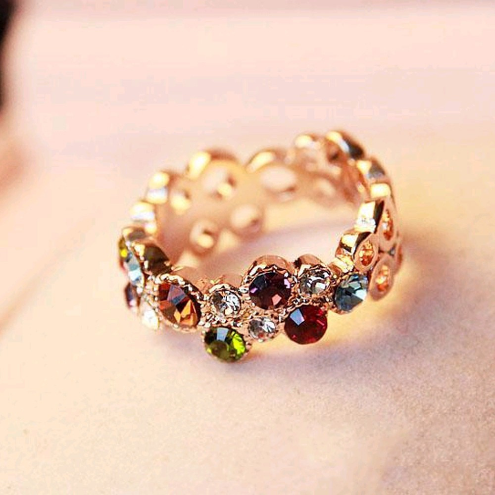 PATRICIA Chic Flower Vogue Love Finger Ring Gift New Cute Fashion Style Ring Round Hot Sale Multicolor