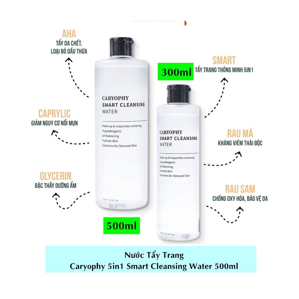 Nước Tẩy Trang Caryophy Smart Cleansing Water 500ML- 300ml