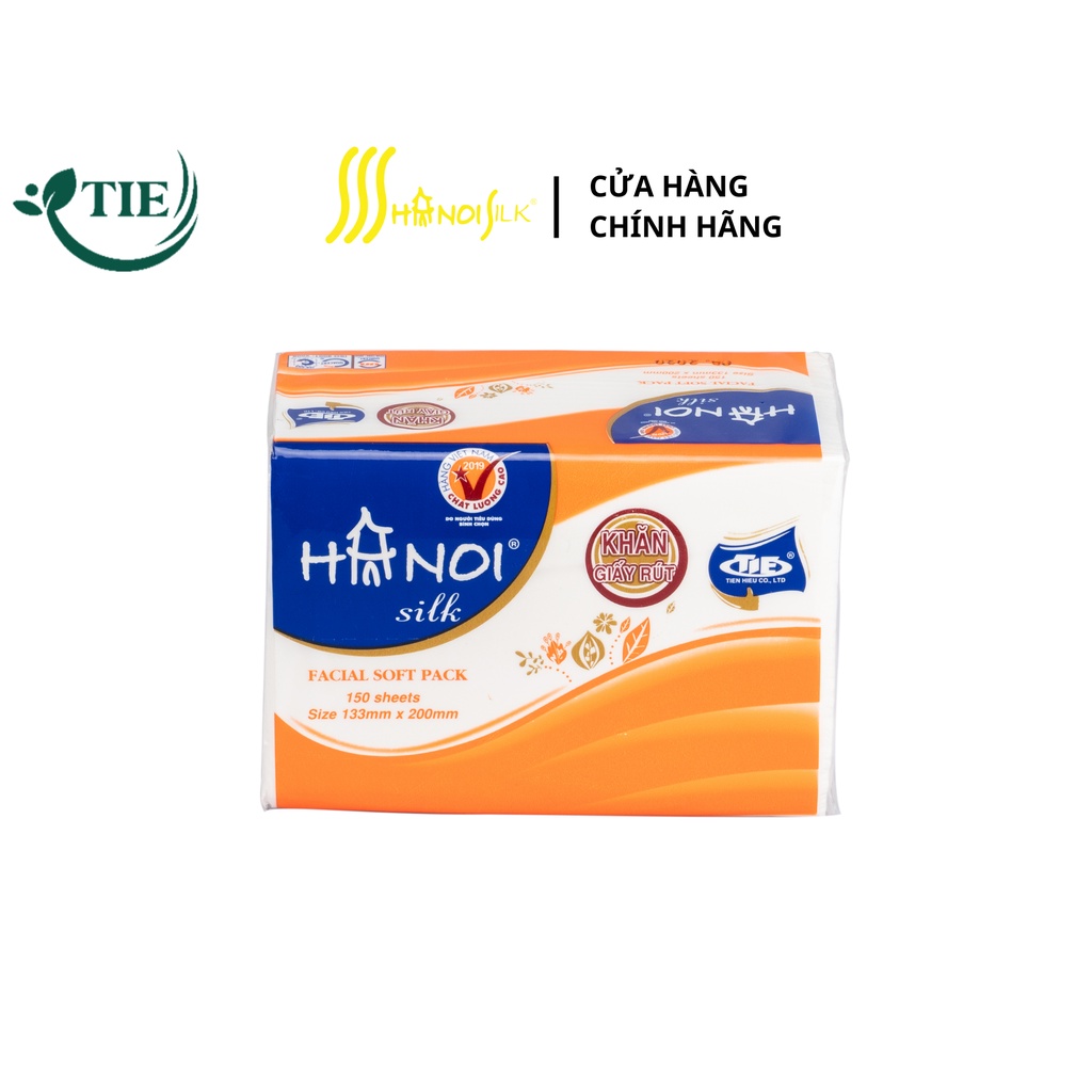 Combo 8 Gói Giấy Ăn Rút Hà Nội Silk 150 Tờ x 3 Lớp Giá Mềm, Khăn Giấy 100% Gỗ Tự Nhiên Mềm Mại Bền Dai An Toàn Cho Bé