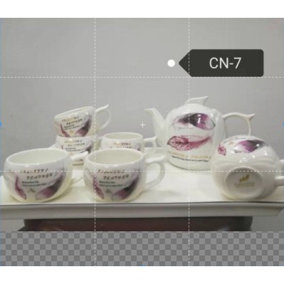 Bộ bình cốc sứ xương cao cấp korea ( bình cốc thấp chim xanh)