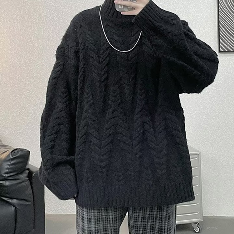 Áo sweater Cổ Tròn Dáng Rộng Màu Sắc Đơn Giản Cho Nam Giới