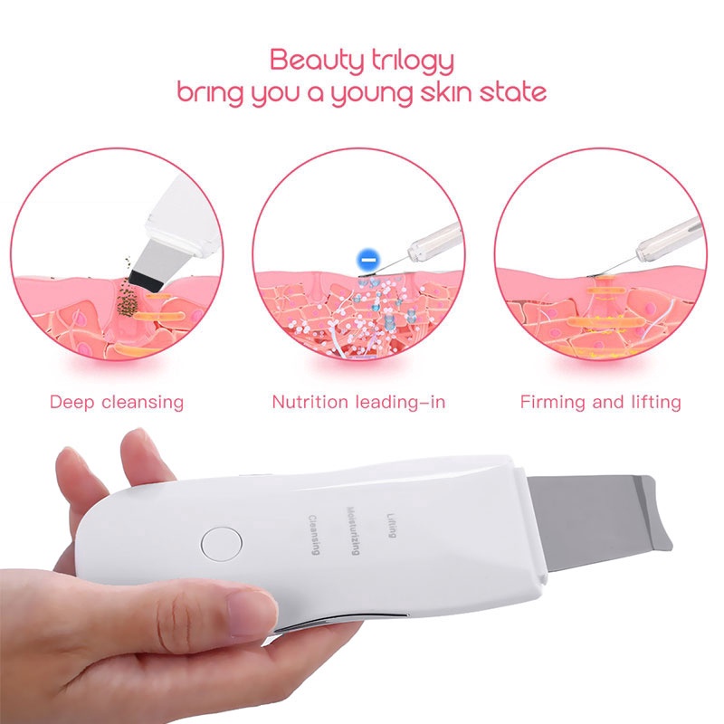 Máy Rửa Mặt Làm Sạch Sâu Loại Bỏ Mụn Đầu Đen Bằng Sóng Siêu Âm