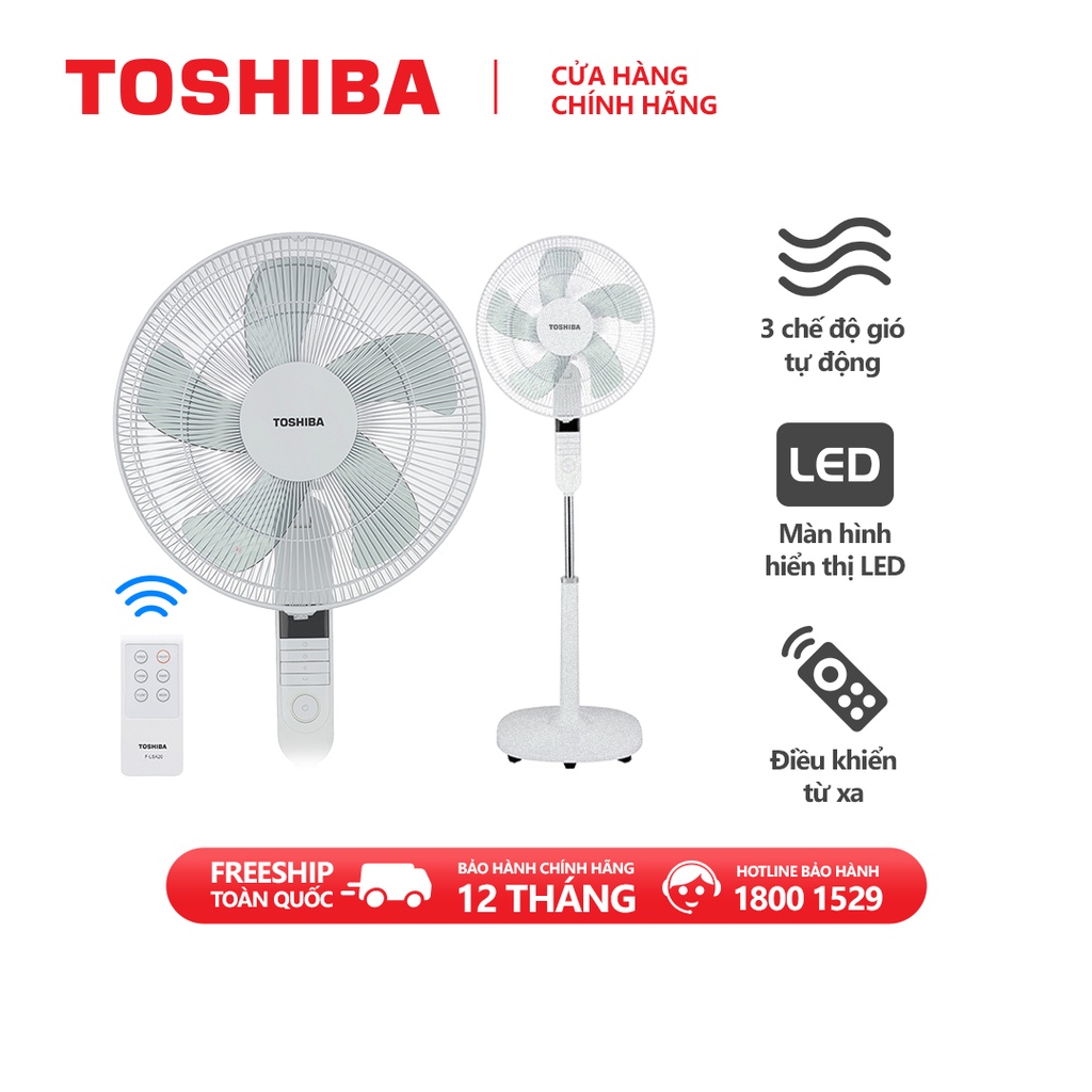 Quạt đứng Toshiba F-LSA20VN 60W - Điều khiển từ xa - 5 cánh - Hẹn giờ tắt/mở - Hàng chính hãng, bảo hành 12 tháng
