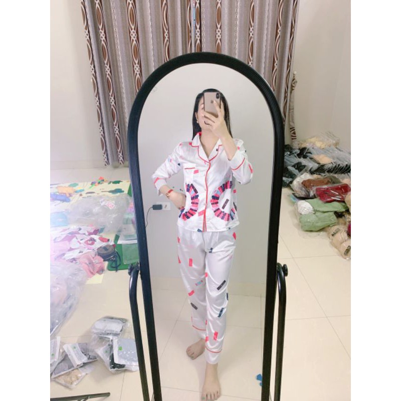 THANH LÝ NEW Pijama lụa dài tay tiểu thư dễ thương kute