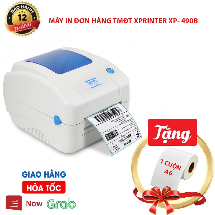 Máy In Mã Vạch Đơn Hàng TMĐT Xprinter XP - 490B USB TẶNG Giấy In Nhiệt A6