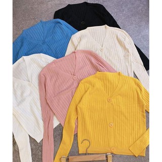 Áo khoác len cổ V 3 nút nhiều màu-shopforgirl