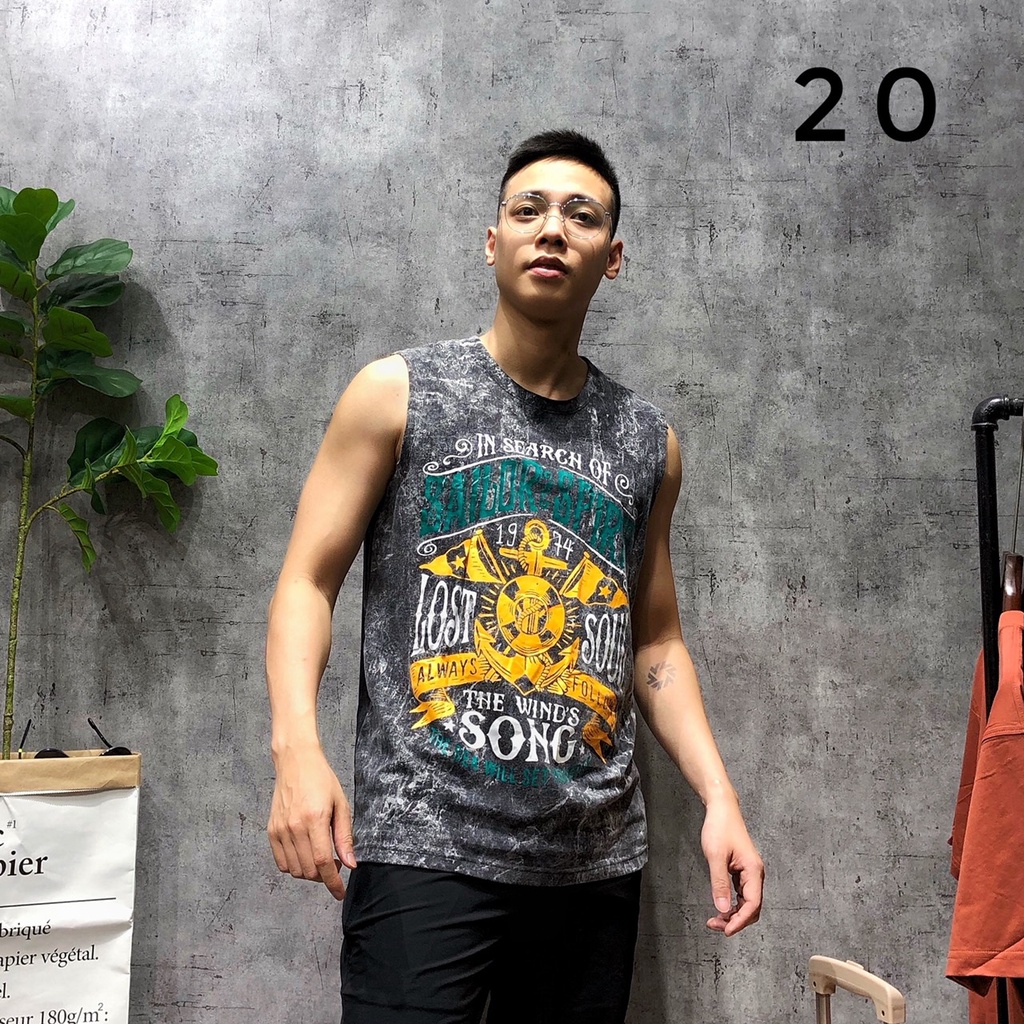 Áo ba lỗ gym big size tanktop sát nách thể thao cotton họa tiết đầu lâu cao cấp thái lan SNTL size L