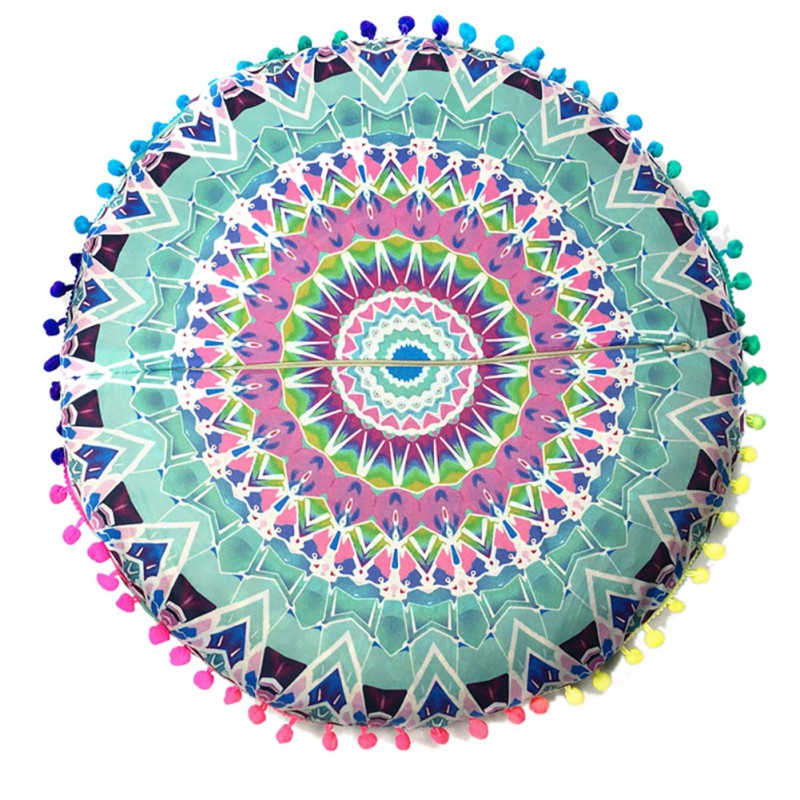 Vỏ Gối Hình Tròn Bằng Sợi Polyester 43 x 43CM Họa Tiết Mandala Độc Đáo