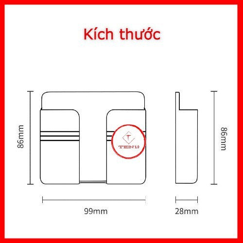 Kệ dán tường để điện thoại kiêm giá đỡ sạc để remote tiện dụng dính tường chịu lực không khoan đục tường màu trắng đồng