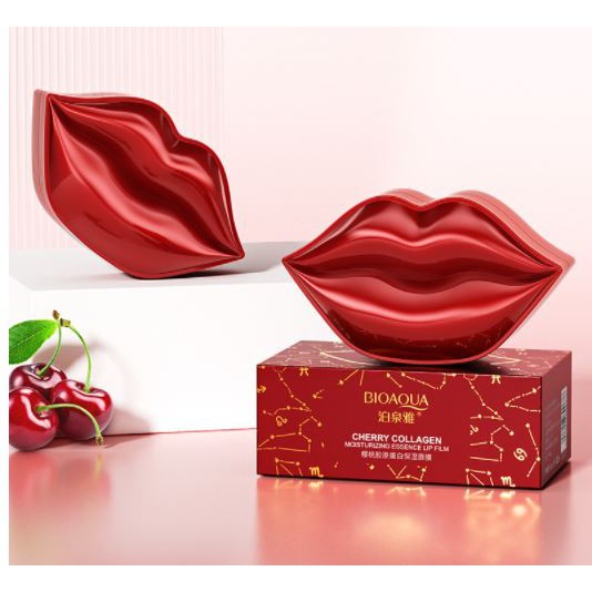 Hộp Đỏ 20 Miếng Mặt Nạ Môi Bioaqua Dưỡng Hồng Môi Cherry Collagen