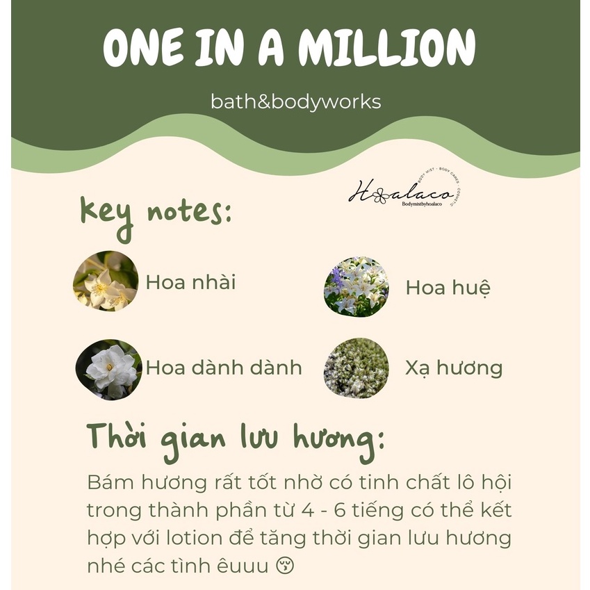 Xịt thơm toàn thân ONE IN A MILLION - BODY MIST BATH & BODY WORKS