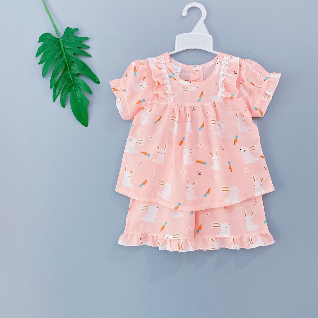 [8-32kg] Bộ tole bé gái, đồ bộ cộc tay vải lanh mặc nhà cho bé, Bộ quần áo trẻ em tay ngắn quần dài cánh tiên siêu yêu