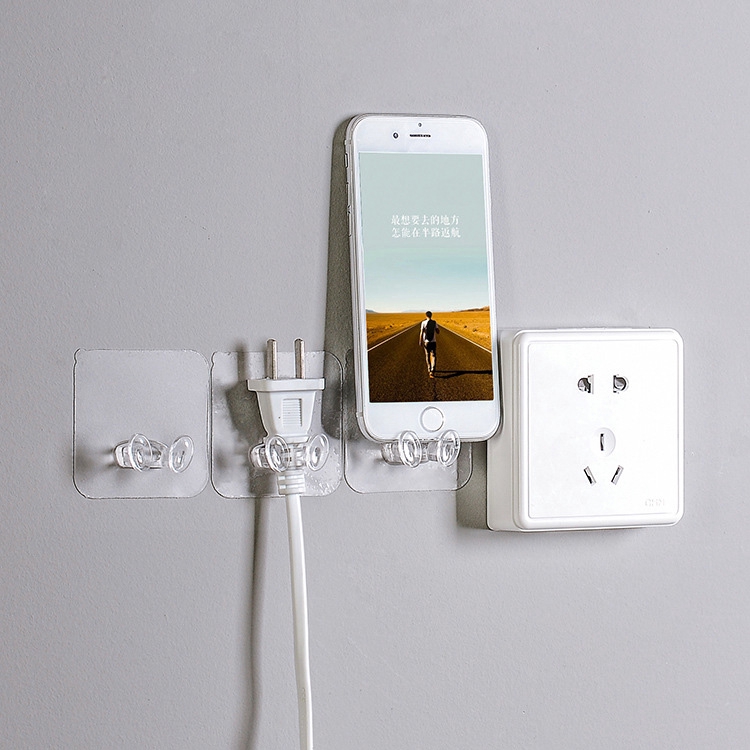 Móc ổ cắm dán tường mạnh mẽ bằng nhựa trong suốt chuyên dụng cho nhà bếp/phòng tắm/văn phòng