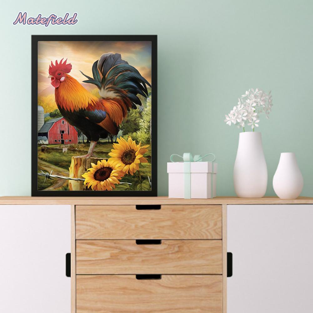 Tranh thêu chữ thập thủ công hình gà trống 11ct