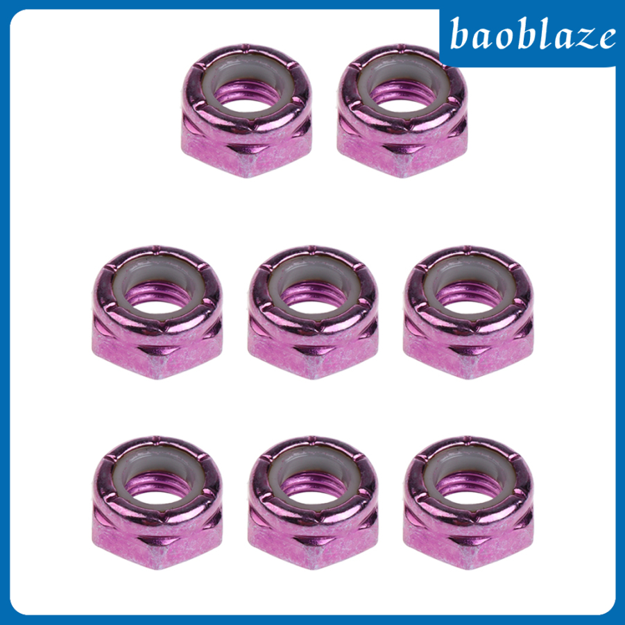 [BAOBLAZE]8pcs Skateboard Kingpin Nuts Truck Axle Screw Nuts Longboard Hardware Blue