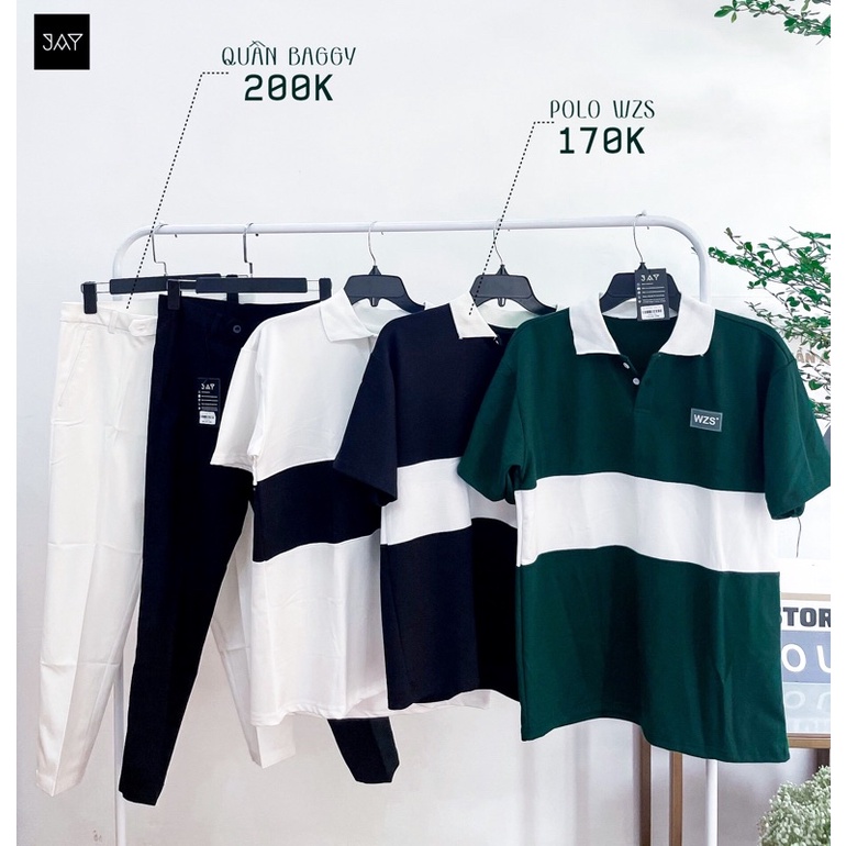 Áo Polo Unisex WZS màu XANH LÁ/ ĐEN/ TRẮNG form rộng ✳️ Chất thun da cá, form nam nữ unisex/Áo thun có cổ Jaystoree2