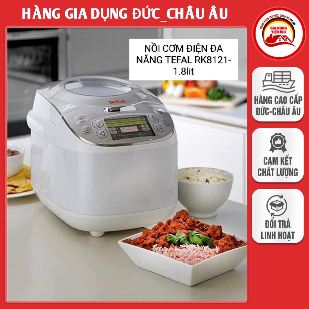Nồi cơm điện đa năng tefal RK8121 dung tích 1.6 lit, 45 chế độ nấu linh hoạt, hẹn giờ nấu tự động thông minh