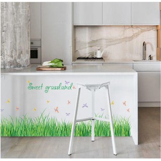 Decal dán tường decal trang trí Chân tường cỏ xanh 1 CT58 (Có sẵn keo)